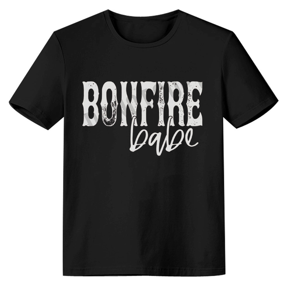 Adult Unisex Bonfire Babe Camping Bonfire Night Black T-shirt Costume