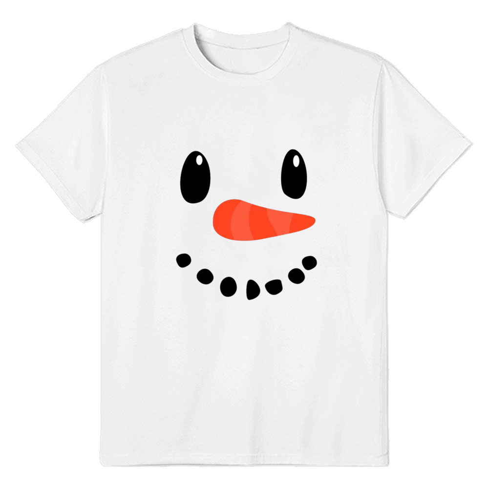 Adult Unisex Christmas T Shirt Snowman Fac Festival White Funny Tee