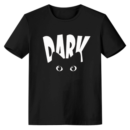Adult Unisex Black Cat Tee Dark Cat Pet Lover Black T-shirt