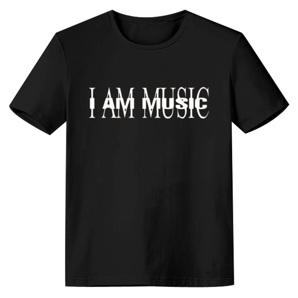 Adult Unisex I am Music Letter Tee Music Lover Black T-shirt