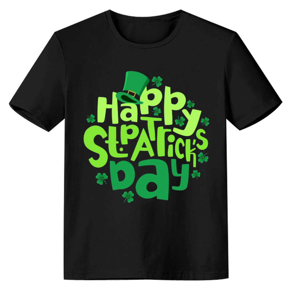 Adult Unisex Happy St. Patrick's Day Black T-shirt