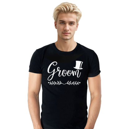 Adult Unisex Groom Wedding Celebration Bachelor Party Funny Black T-shirt Costume
