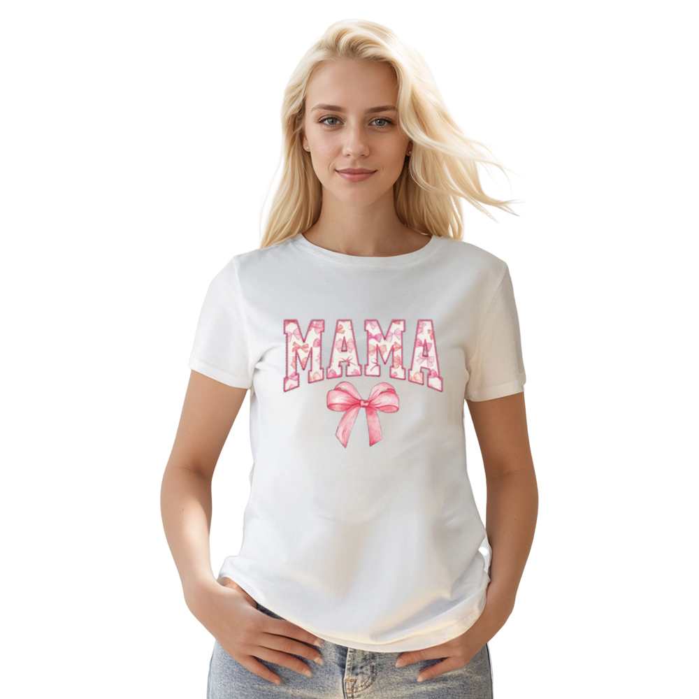Adult Unisex Cute Mom Shirt Bow Mather's Day White T-shirt Costume