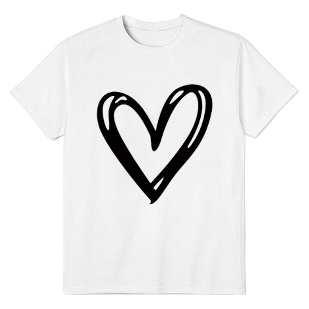 Adult Women Casual Heart Print White T-shirt Costume