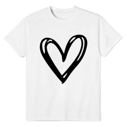 Adult Women Casual Heart Print White T-shirt Costume