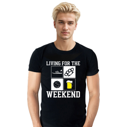 Adult Unisex Living For The Weekend Football Soccer Lover Black T-shirt Costume