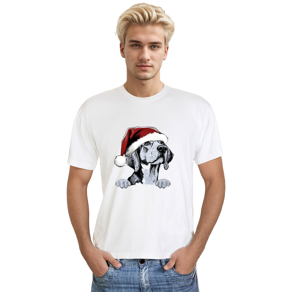 Adult Unisex Beagle Dog Xmas Festival Christmas White T-shirt Costume