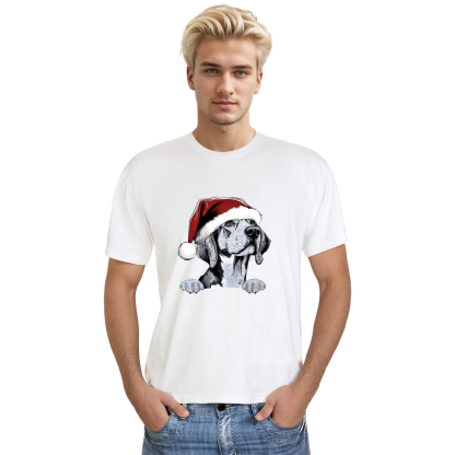 Adult Unisex Beagle Dog Xmas Festival Christmas White T-shirt Costume