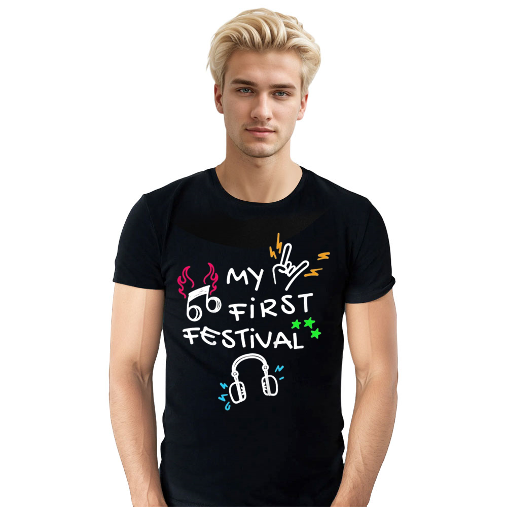 Adult Unisex My First Music Festival Black T-shirt Costume