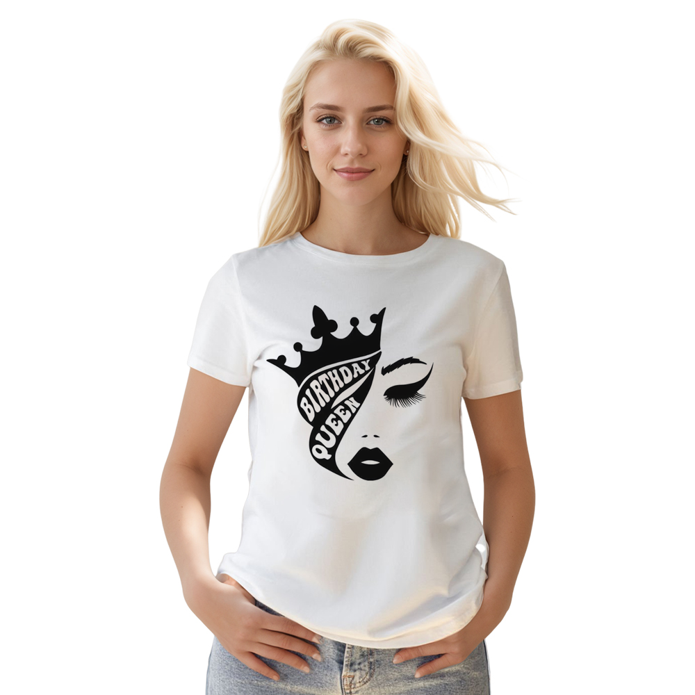 Adult Woman Birthday Party White Gift Short Sleeve T-shirt 