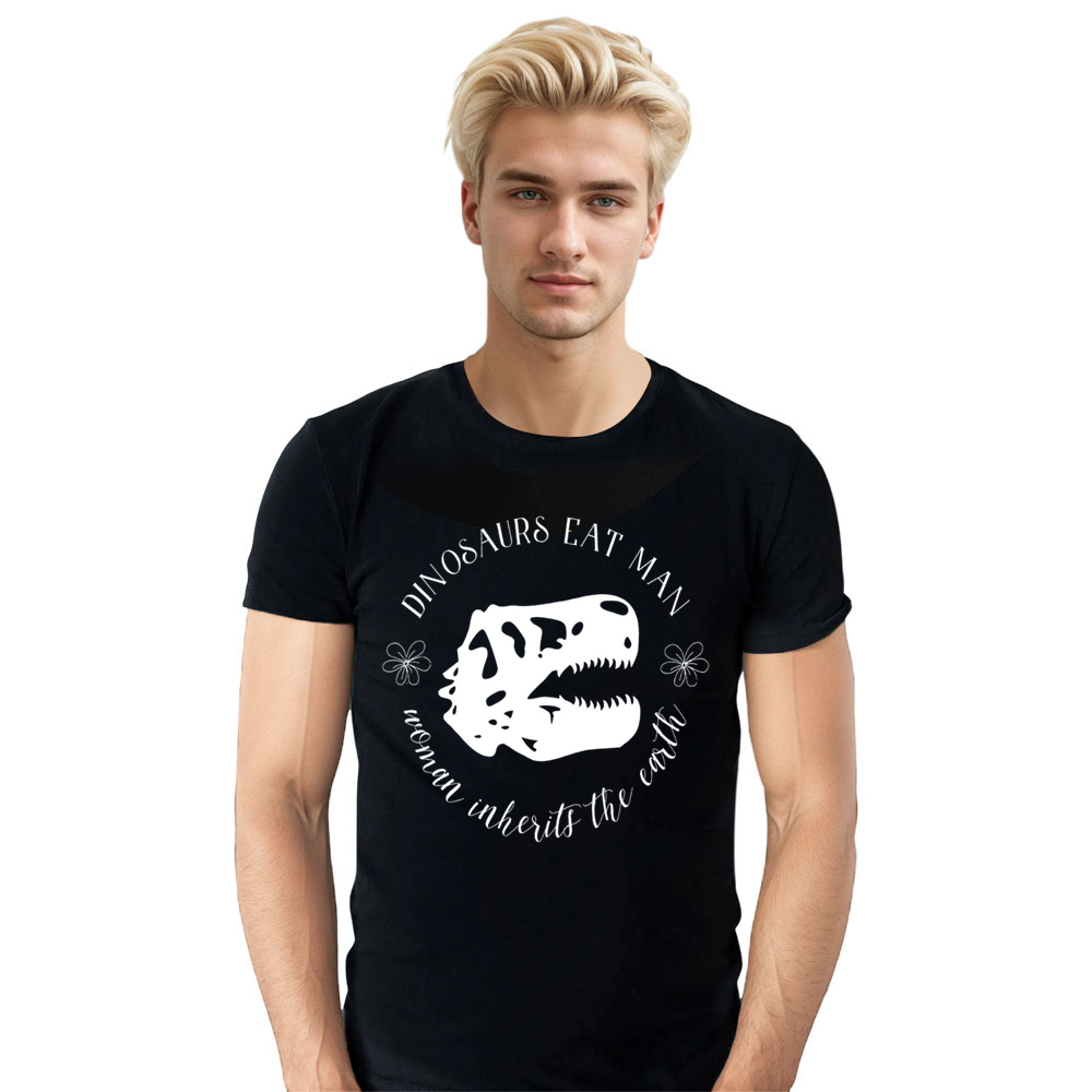 Adult Unisex Dinosaurs Eats Animals Lover Black T-shirt Costume