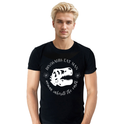 Adult Unisex Dinosaurs Eats Animals Lover Black T-shirt Costume