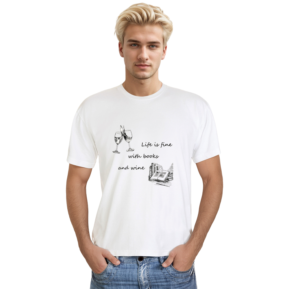 Life Is Fine Books And Wine World Book Day White T-shirt