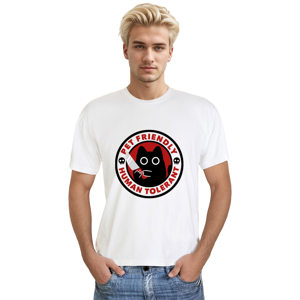 Pet Friendly Human Tolerant Adult Unisex Cat Lover White T-shirt