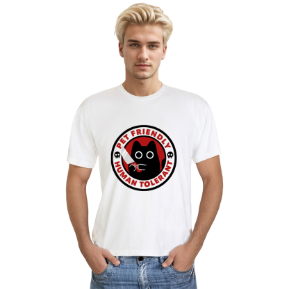 Pet Friendly Human Tolerant Adult Unisex Cat Lover White T-shirt