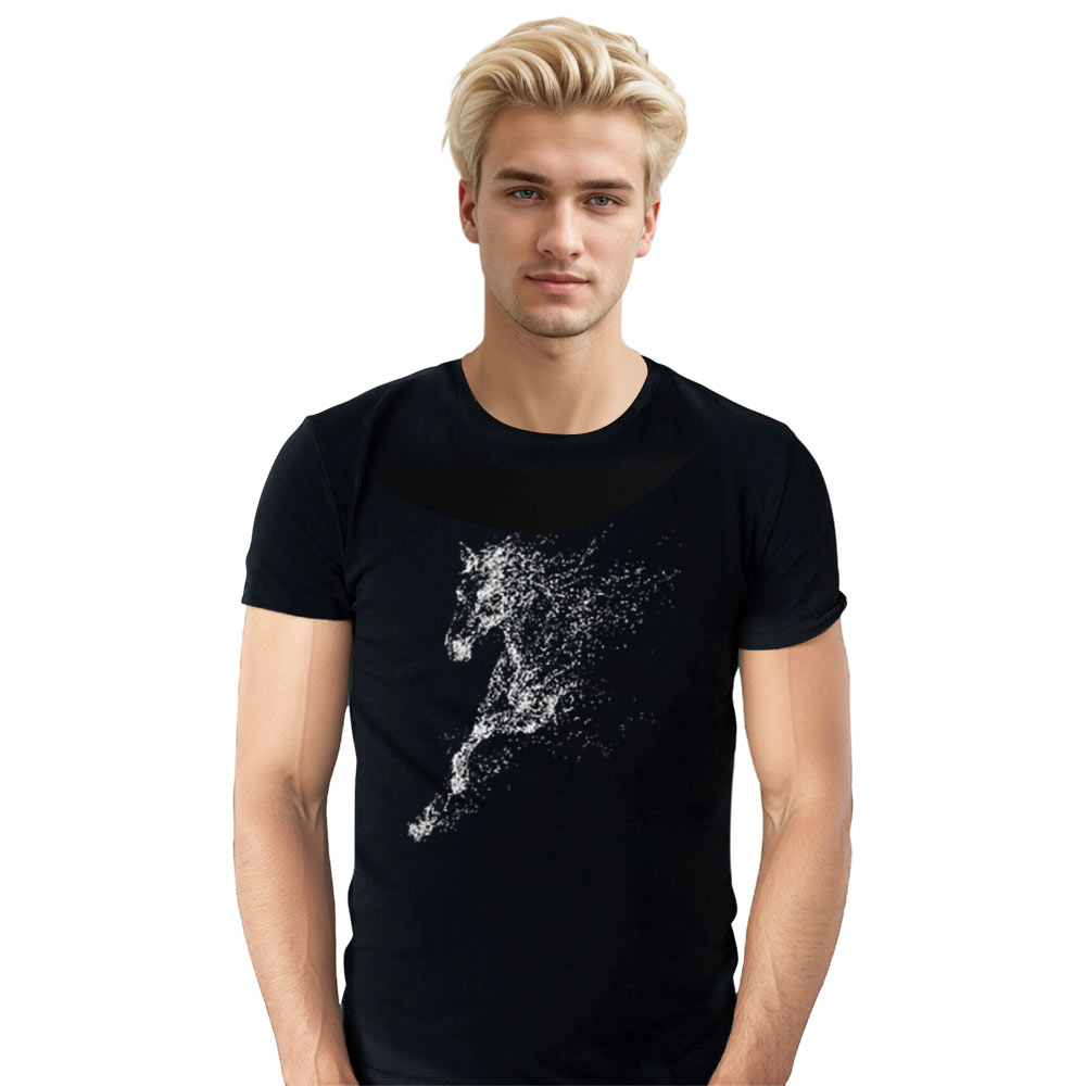 Adult Unisex Running Horse Animals Lover Black T-shirt Costume