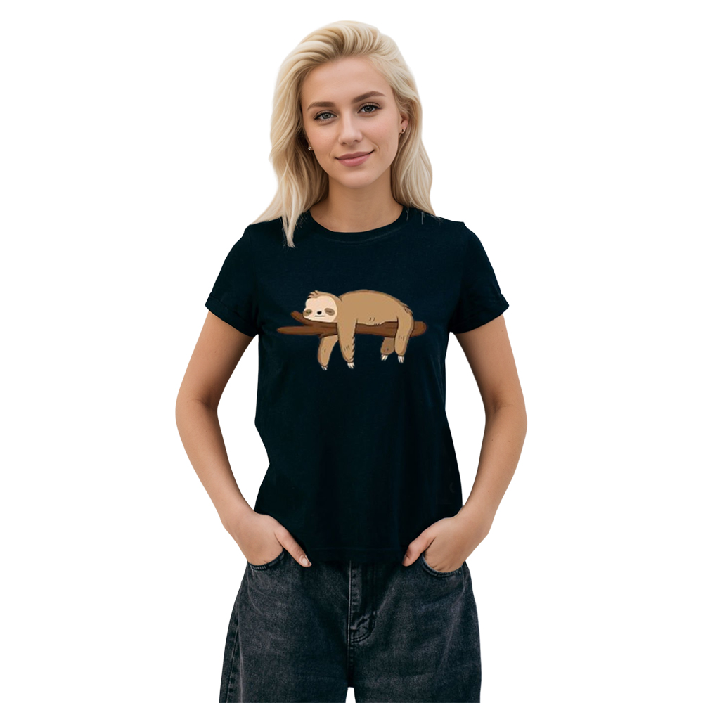 Adult Unisex Cute Sloth Wild Animals Black T-shirt Costume