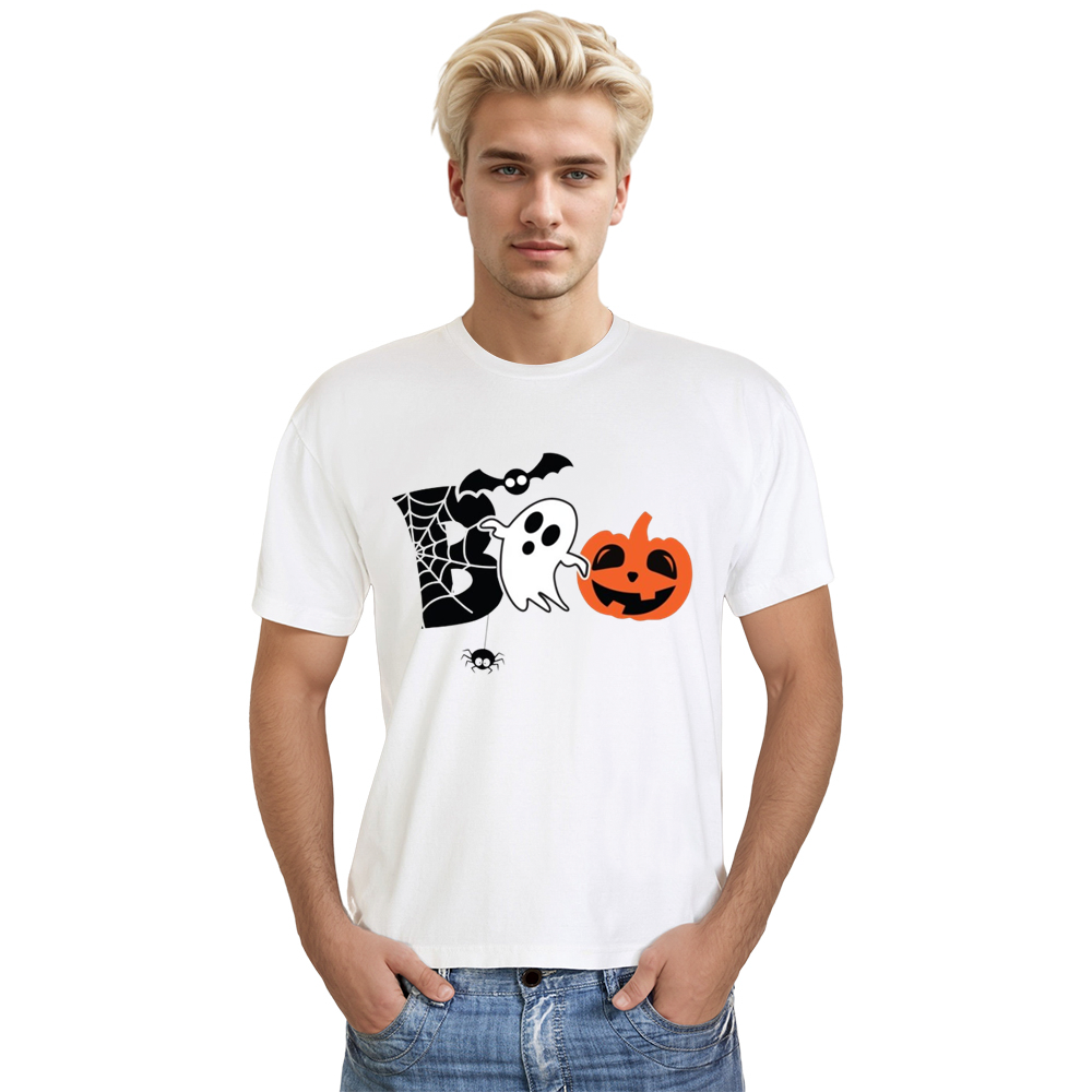 Adult Unisex Halloween Boo Ghost Halloween White T-shirt Costume