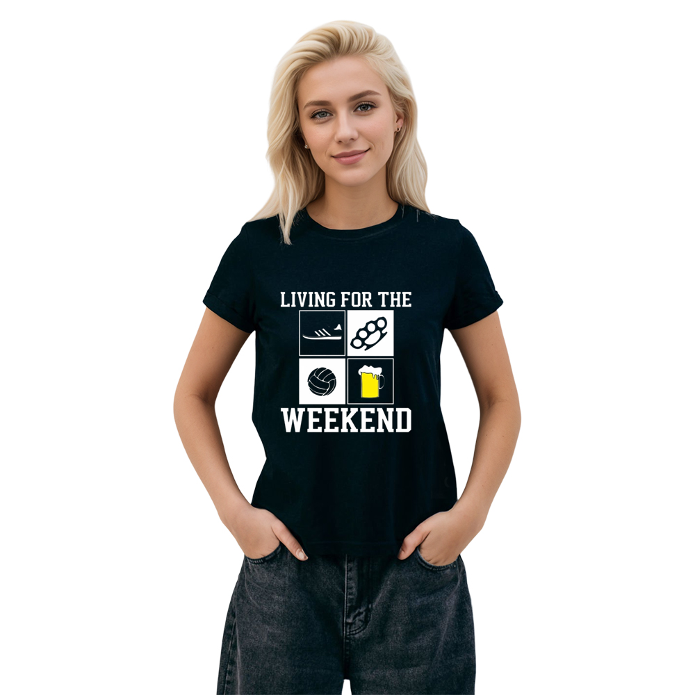 Adult Unisex Living For The Weekend Football Soccer Lover Black T-shirt Costume