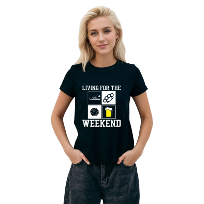 Adult Unisex Living For The Weekend Football Soccer Lover Black T-shirt Costume