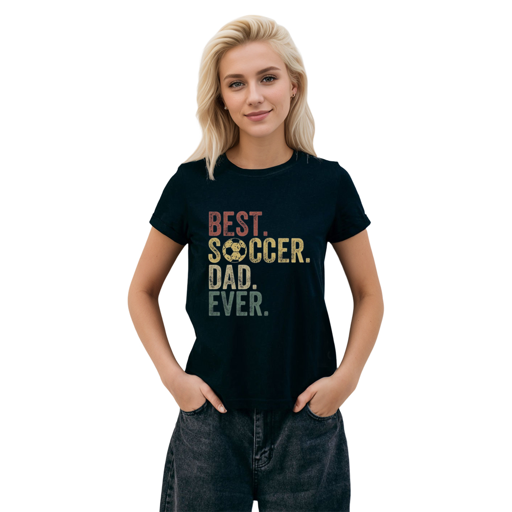 Adult Unisex Best Soccer Dad Ever Football Lover Black T-shirt Costume