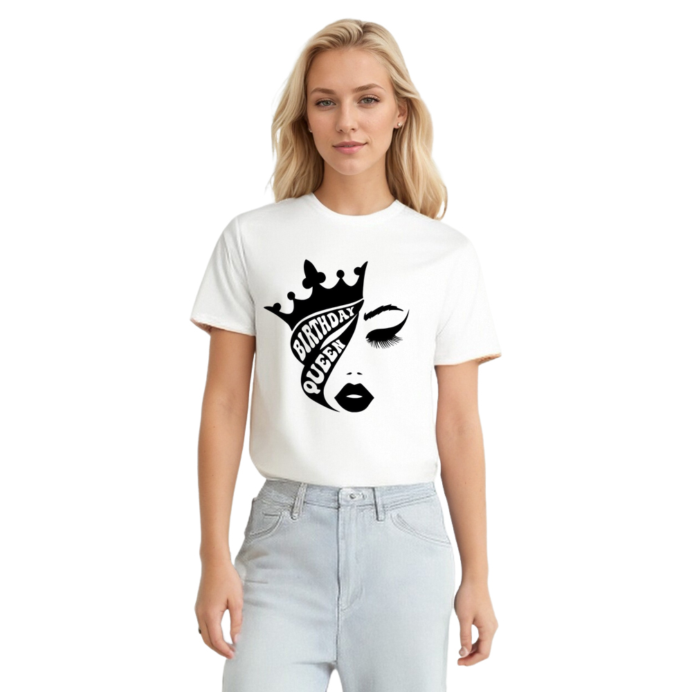 Adult Woman Birthday Party White Gift Short Sleeve T-shirt 