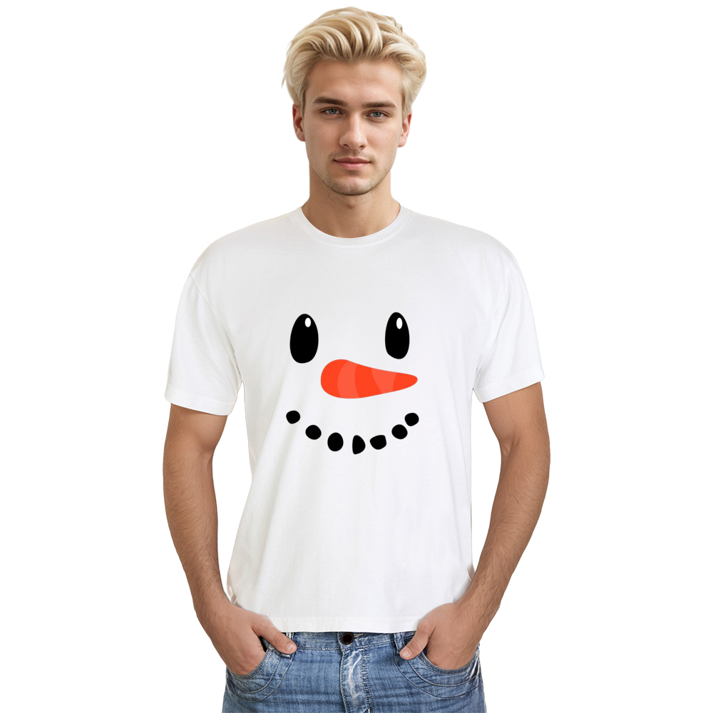 Adult Unisex Christmas T Shirt Snowman Fac Festival White Funny Tee