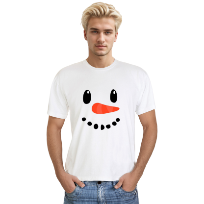 Adult Unisex Christmas T Shirt Snowman Fac Festival White Funny Tee