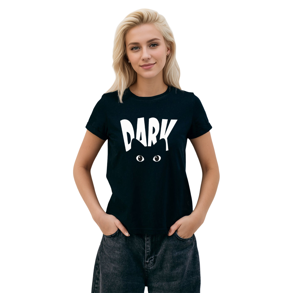 Adult Unisex Black Cat Tee Dark Cat Pet Lover Black T-shirt