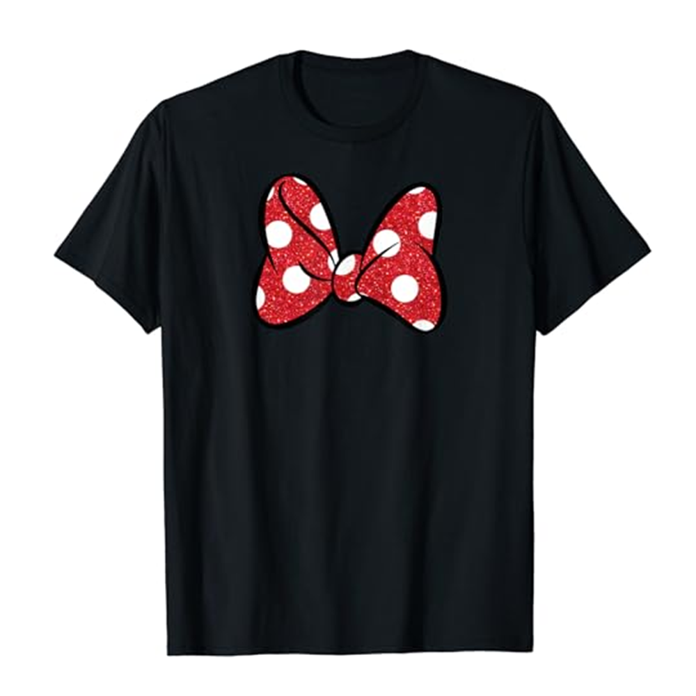 Adult Women Red Big Bow Black T-shirt Costume