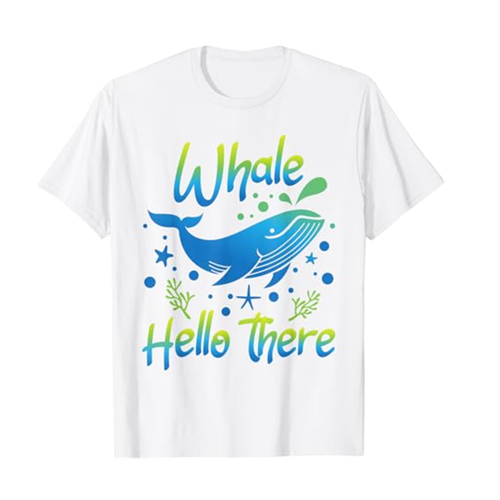 Adult Whale Hello There Marine Biologist Environmentalist Nature Lovers White Short Sleeve T-shirt Outfits Top Costume