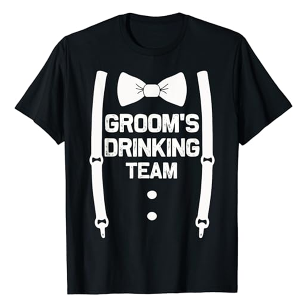 Adult Groom's Drinking Team Bachelor Party Black T-shirt Costume