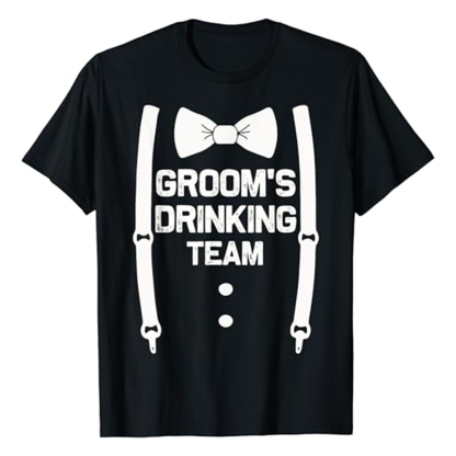 Adult Groom's Drinking Team Bachelor Party Black T-shirt Costume