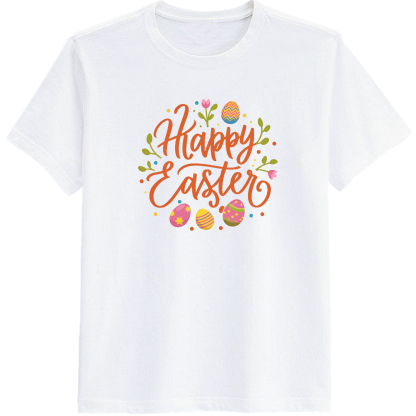 Adult Happy Easter Red Egg White Short Sleeve T-shirt Outfits Top Costume