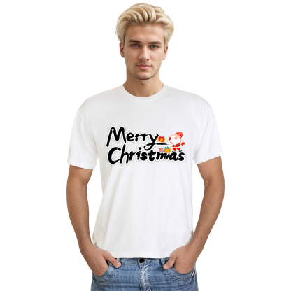 Adult Unisex Christmas Xmas White Merry Christmas Festival T-shirt