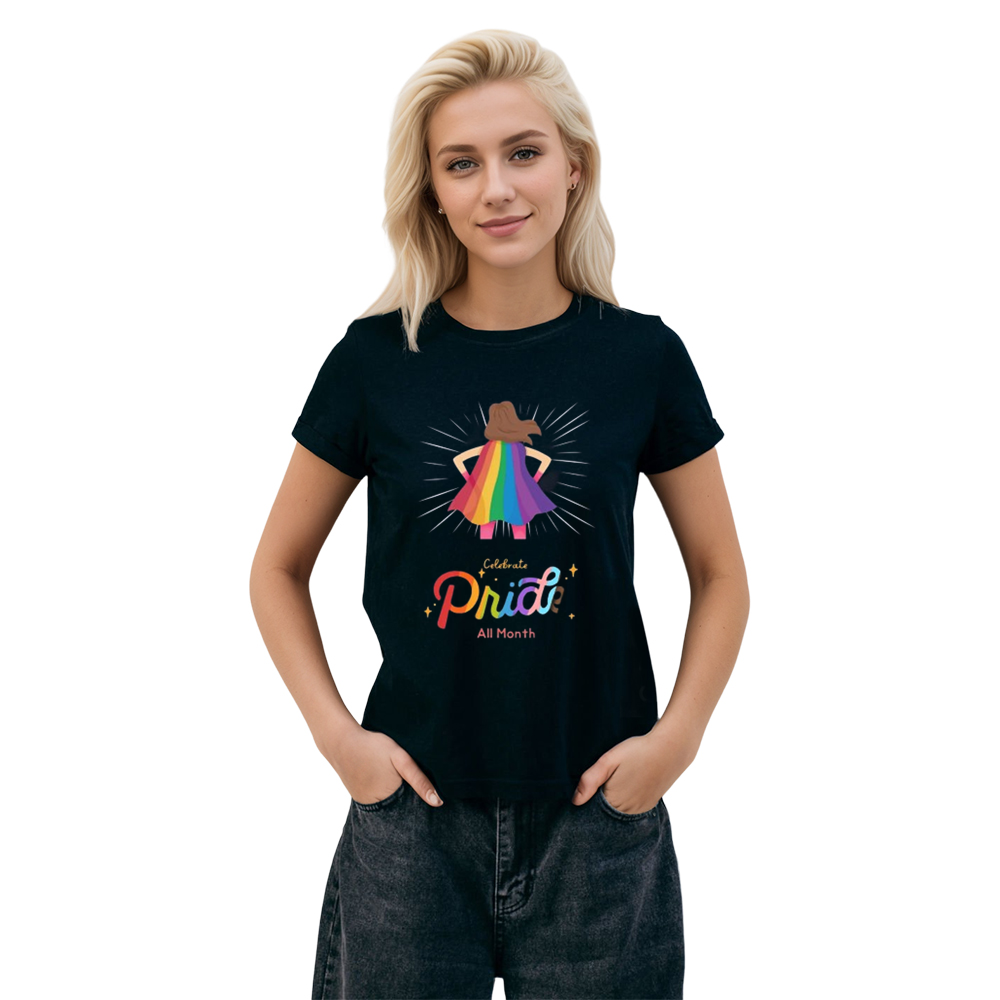 Adult Celebrate Pride All Month Women Pride Month Black T-shirt Costume