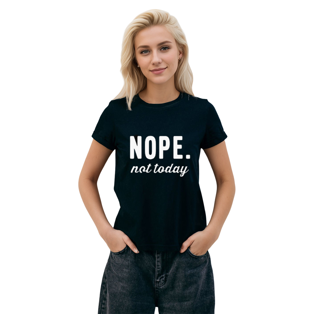 Adult Unisex Nope Not Today Funny Letter Black T-shirt Costume