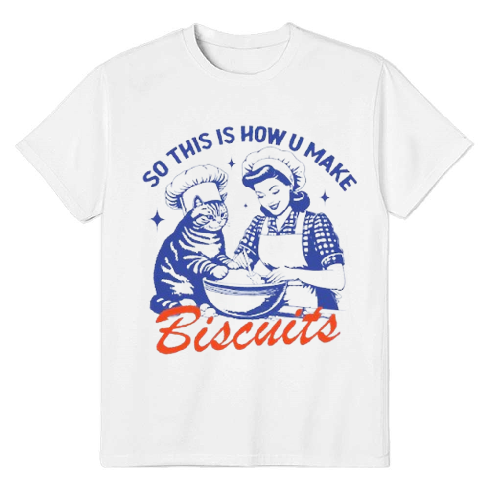 Adult Unisex Cat Biscuits Pet Lover White T-shirt Costume
