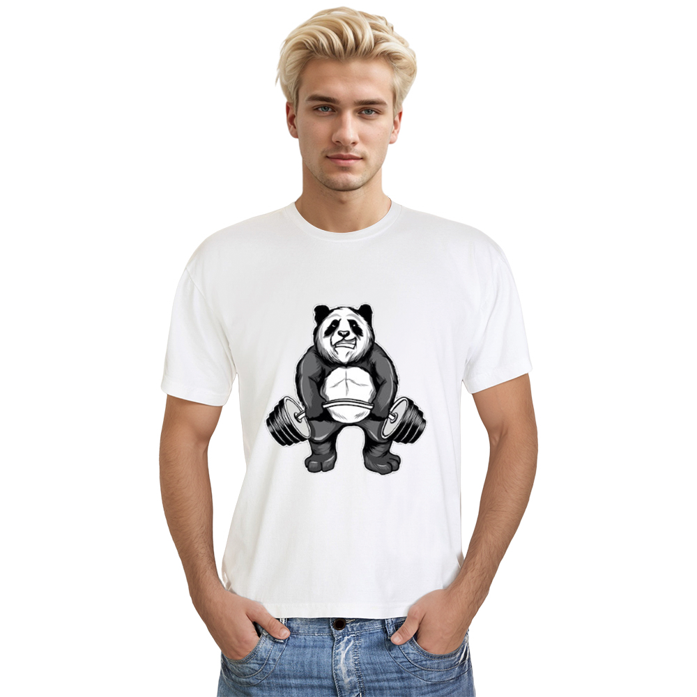 Adult Unisex Panda Gym Wild Animals Panda Lover White T-shirt Costume