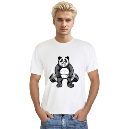 Adult Unisex Panda Gym Wild Animals Panda Lover White T-shirt Costume
