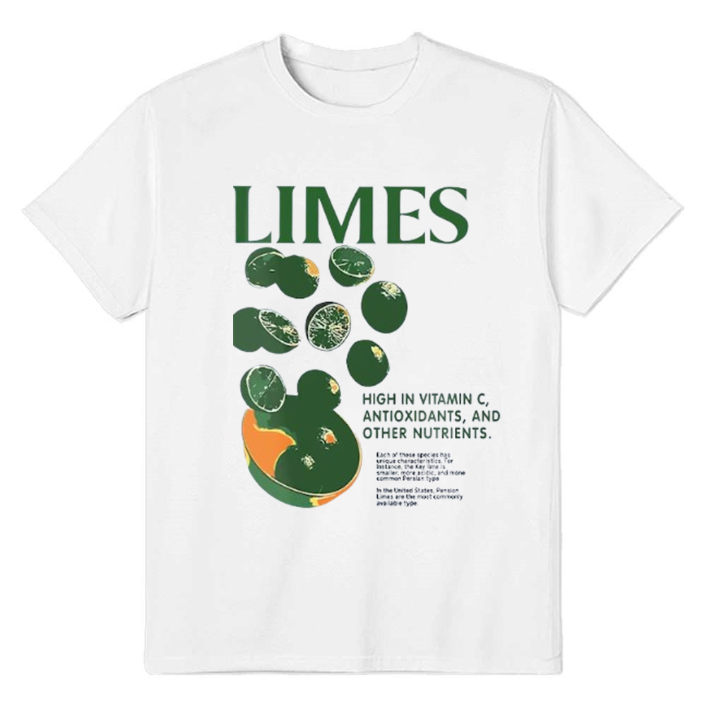 Adult Unisex Limes Graphi Fruit Food Lover Summer White T-shirt Costume
