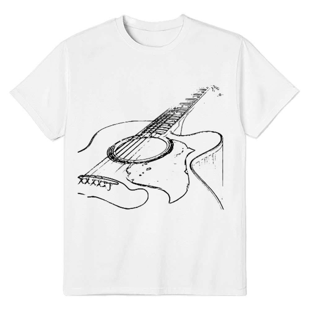 Adult Unisex Musician Tee Guitar Music Festival White T-shirt Costume