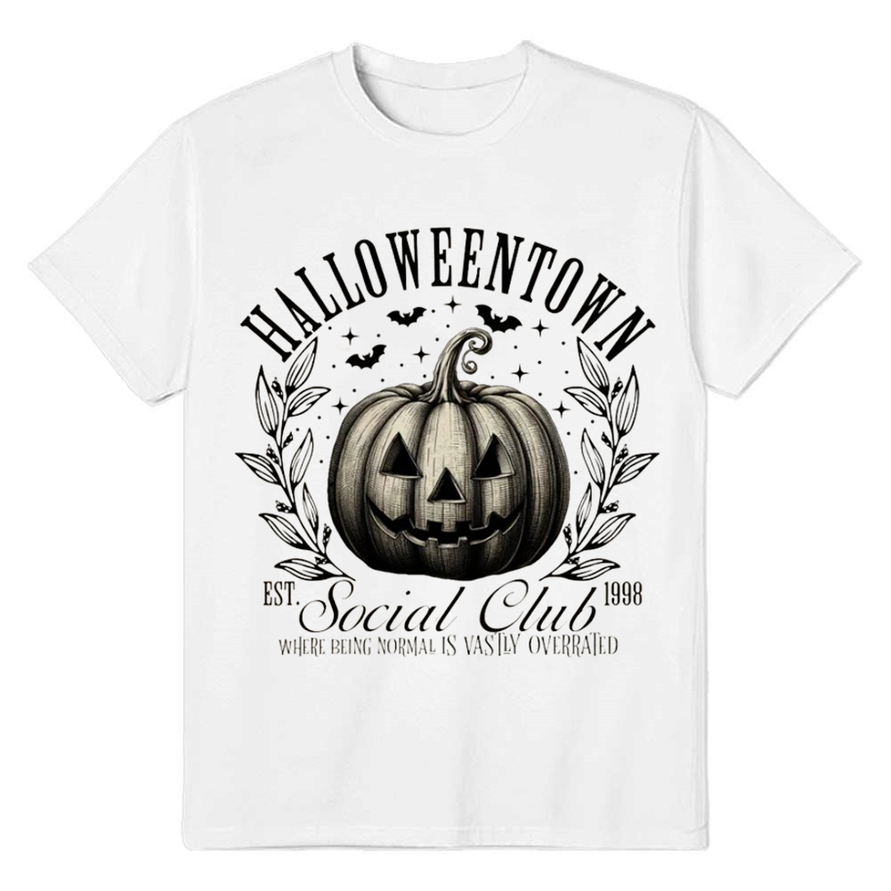 Adult Unisex Retro Pumpkin Halloween White T-shirt Costume