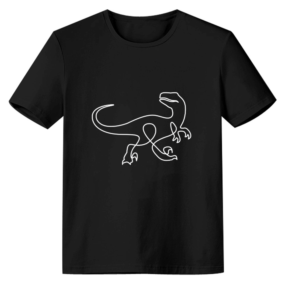 Adult Unisex Velociraptor Dinosaur Animals Lover Black T-shirt Costume