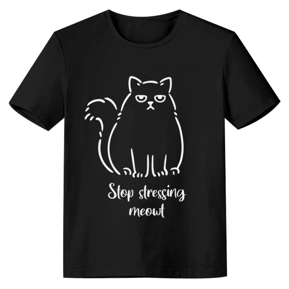 Adult Unisex Cat Pet Lover Cat Owner Gift Black T-shirt