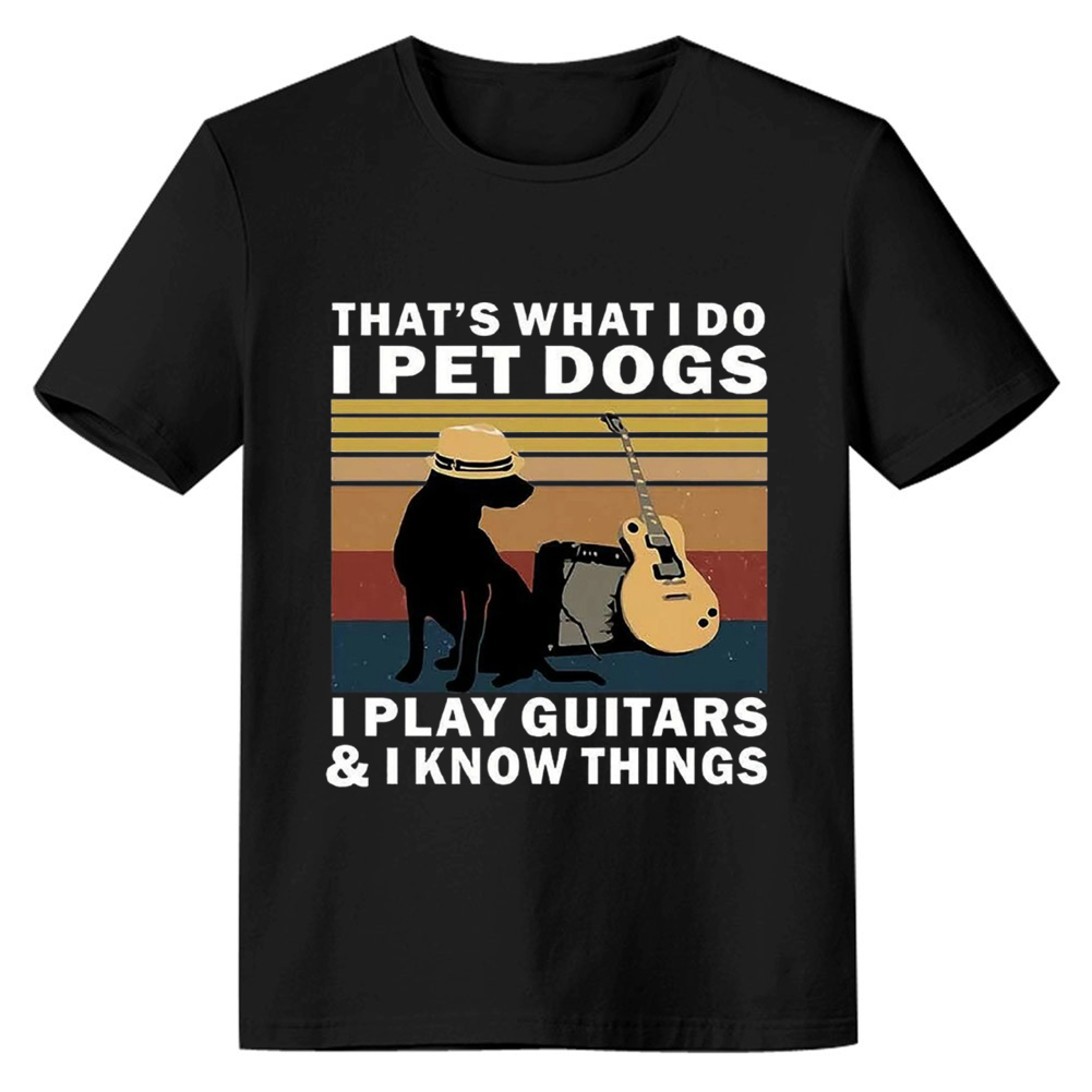 Adult Unisex That's What I Do I Pet Dogs Music Lover Black T-shirt
