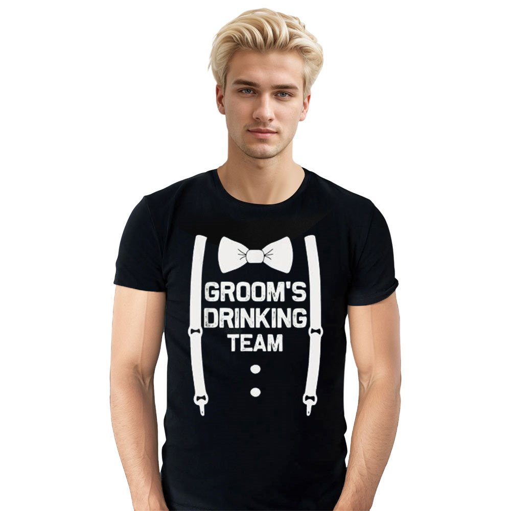 Adult Groom's Drinking Team Bachelor Party Black T-shirt Costume