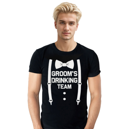 Adult Groom's Drinking Team Bachelor Party Black T-shirt Costume