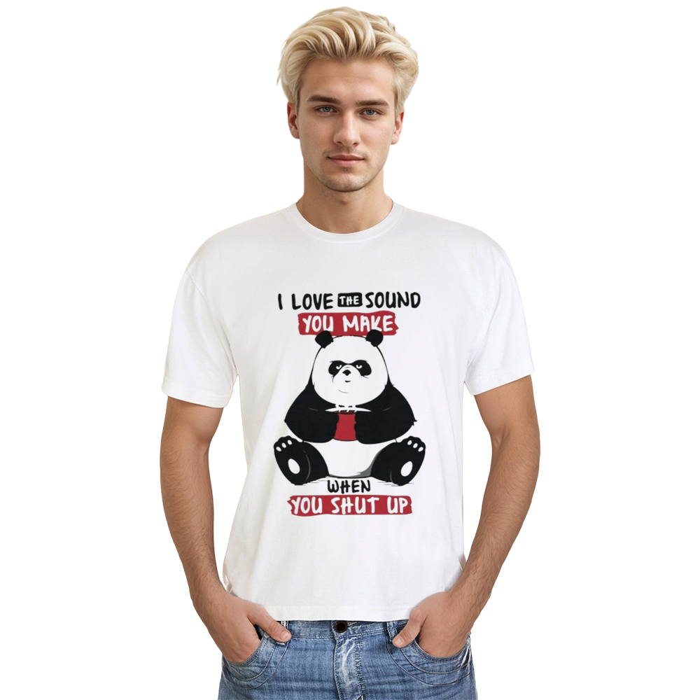 Adult Unisex Shut Up Panda Wild Animals Nature Lover White T-shirt Costume