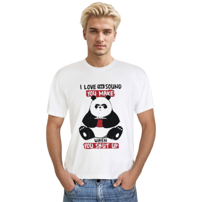 Adult Unisex Shut Up Panda Wild Animals Nature Lover White T-shirt Costume
